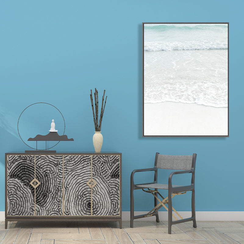 Beige Seawater Wall Art Decor Tropical Style Textured Canvas Print for Dining Room