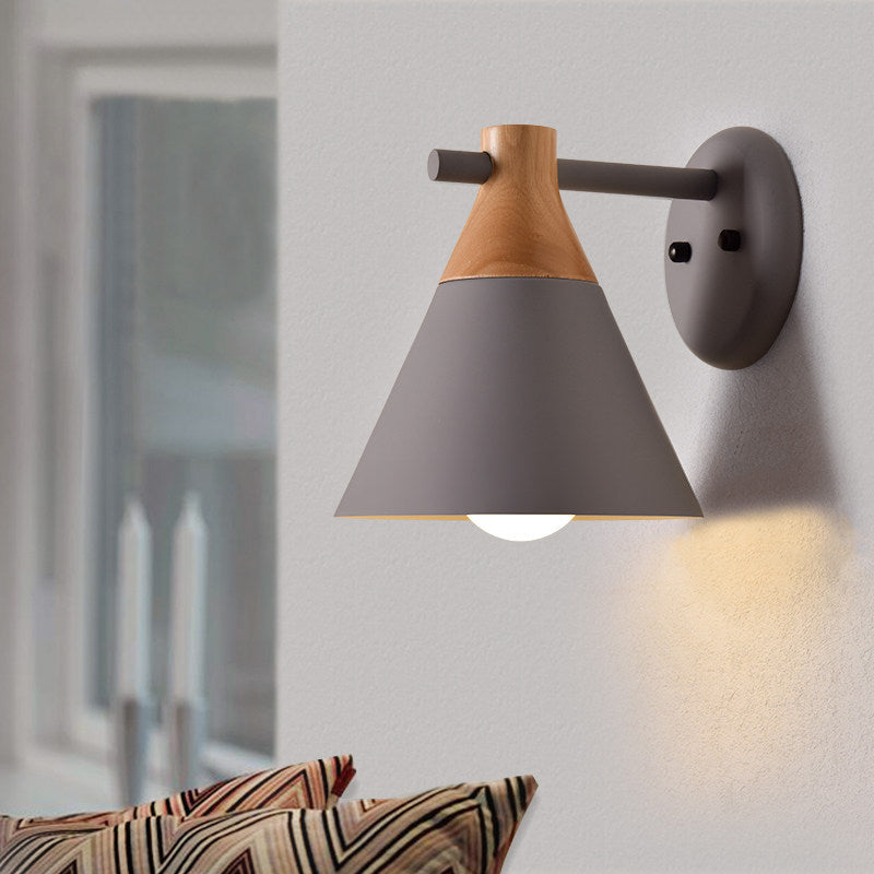 Macaron Style sottoint Wall Light Shade Conical conico 1 Lampada a parete in metallo per il corridoio della cucina