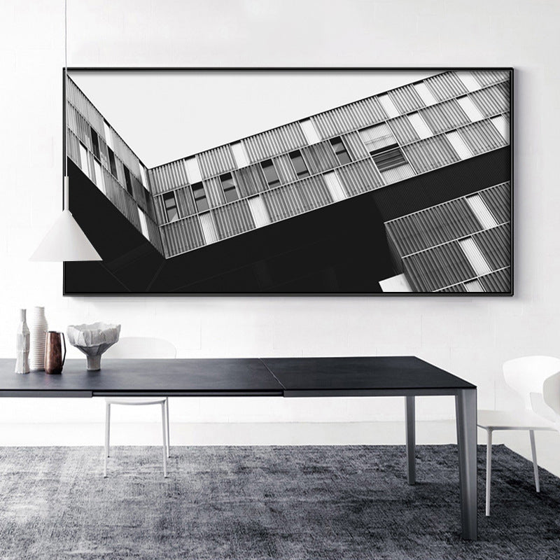 Modern High-Rises View Canvas Print Light Color Textured Wall Decor for Dining Room