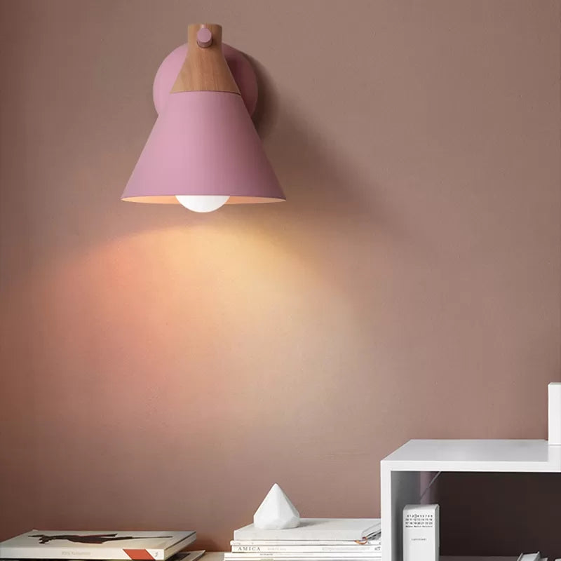Macaron Style sottoint Wall Light Shade Conical conico 1 Lampada a parete in metallo per il corridoio della cucina