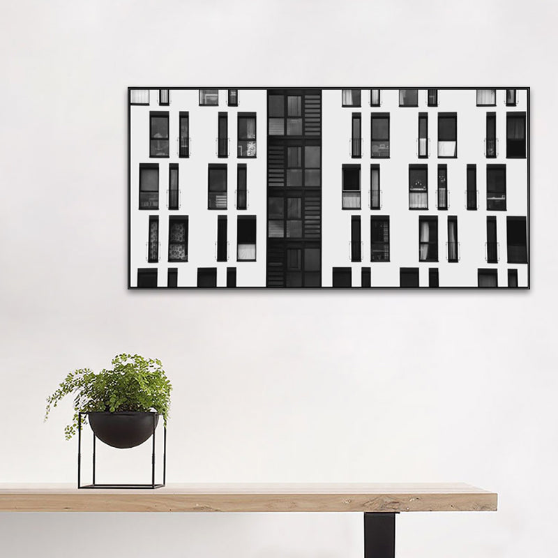 Modern High-Rises View Canvas Print Light Color Textured Wall Decor for Dining Room