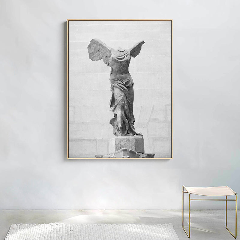 Grey Nordic Canvas Print Photo Winged Victory of Samothrace Wall Art Decor for Room
