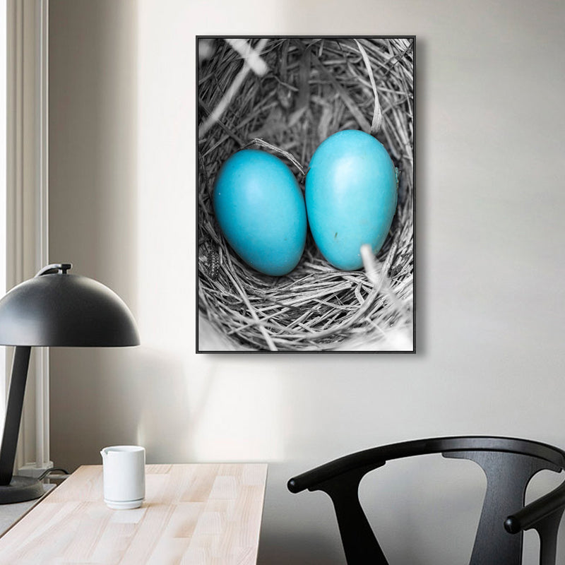 Blue Modern Canvas Wall Art Wild Bird Scenery Painting for Kitchen, Multiple Sizes