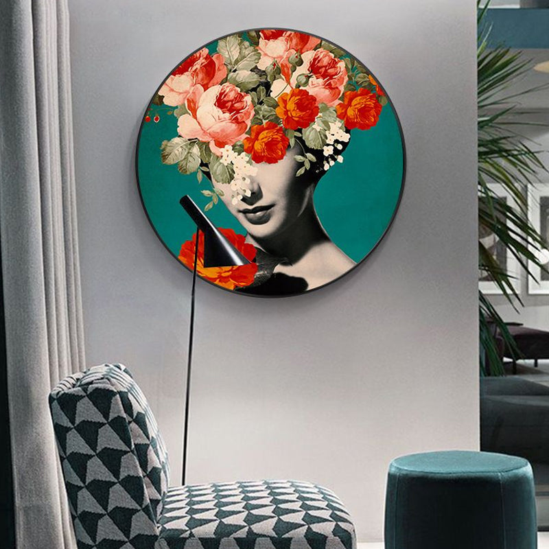 Modern Flower and Girl Canvas Pastel Color Bedroom Wall Art Decor, Multiple Sizes