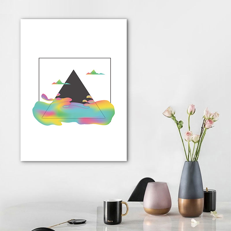 Mountains View Canvas Print Scandinavian Landscape Painting in Black for Guest Room