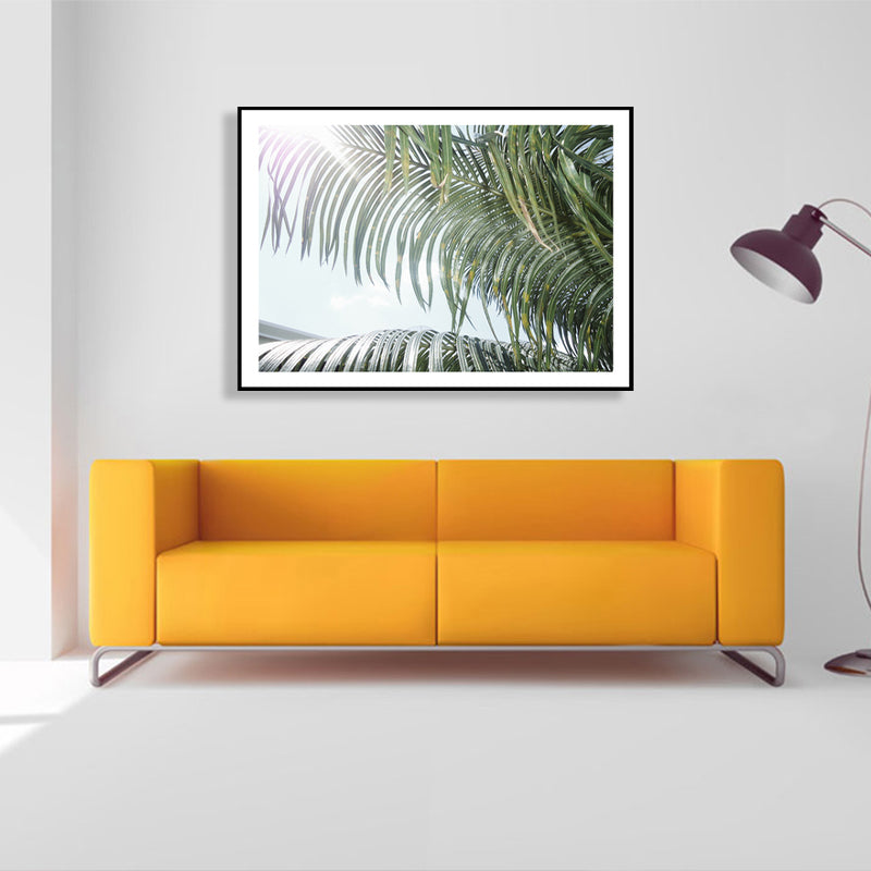 Photograph Print Palm Branch Canvas Green Tropical Wall Art Decor for Sitting Room