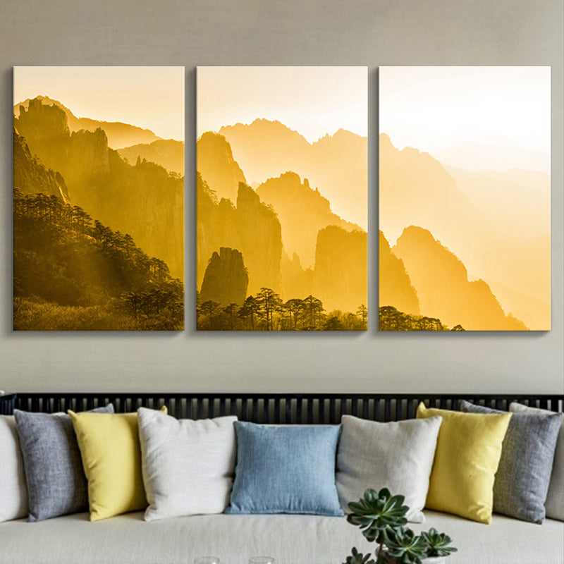 Misty Mountains Scene Wall Decor for Bathroom Photography Canvas Art Print, Multiple Sizes