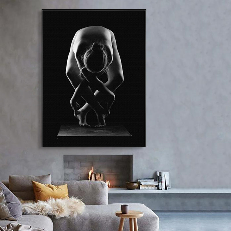 Vintage Chic Figure Canvas Print Light Color Textured Wall Art Decor for Dining Room