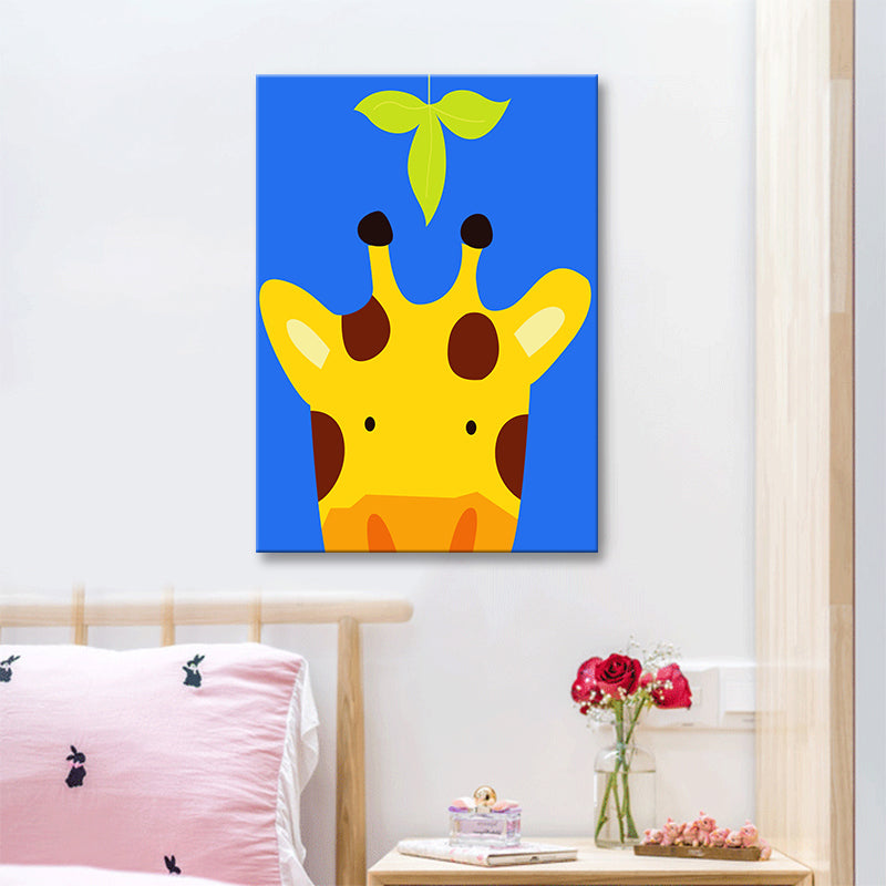 Illustration Animal Wall Art Decor Pastel Color Kids Style Canvas Print for House Interior