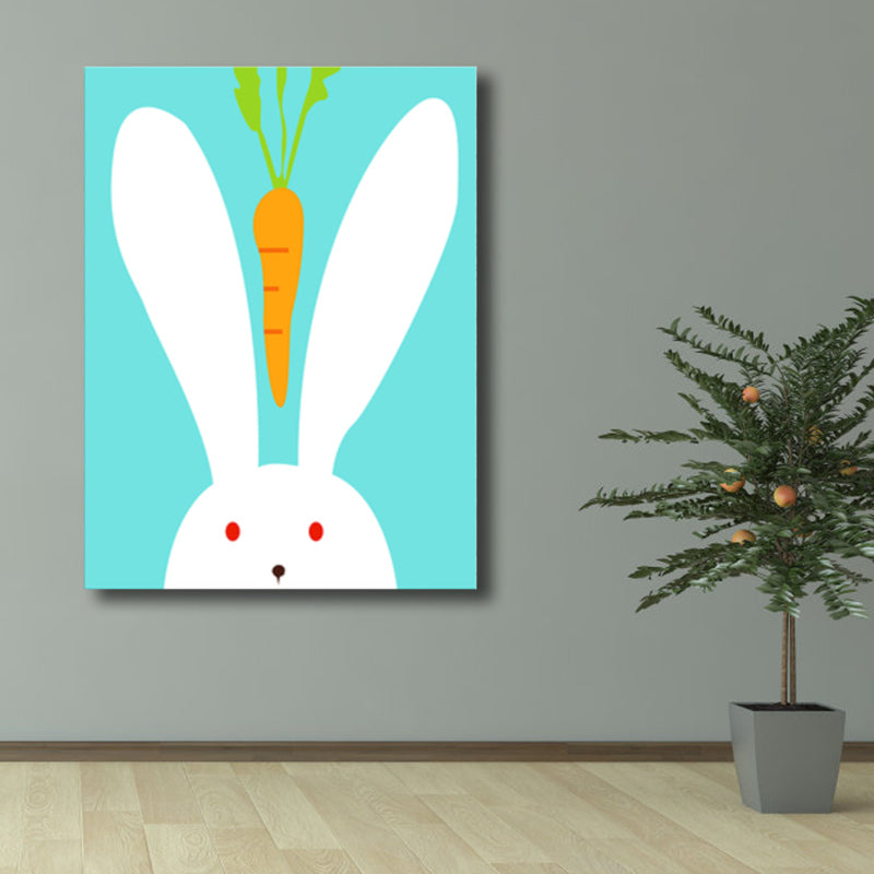Illustration Animal Wall Art Decor Pastel Color Kids Style Canvas Print for House Interior