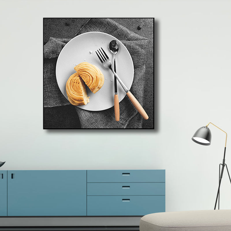 Photographs Breakfast Canvas Art Modern Tasty Food Wall Decor in Light Color for Cafe