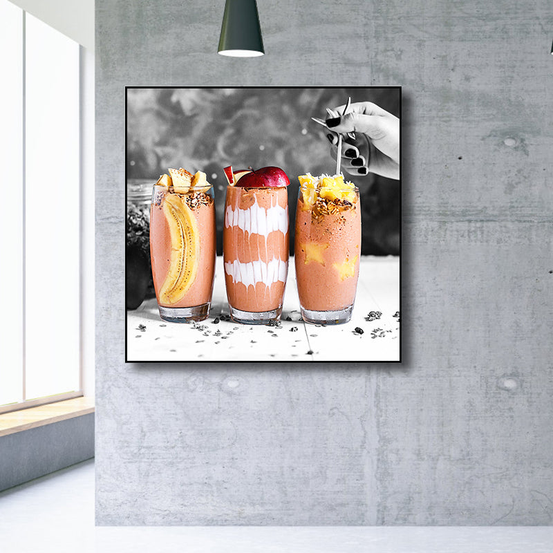 Photographs Breakfast Canvas Art Modern Tasty Food Wall Decor in Light Color for Cafe