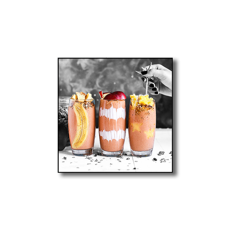 Photographs Breakfast Canvas Art Modern Tasty Food Wall Decor in Light Color for Cafe