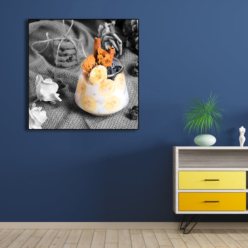 Photographs Breakfast Canvas Art Modern Tasty Food Wall Decor in Light Color for Cafe