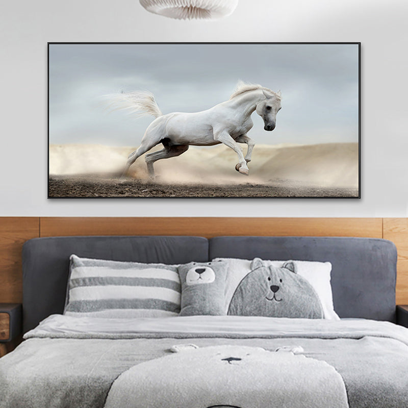 Modern Horse Wall Decor Boys Bedroom Canvas Art Print in Soft Color, Multiple Sizes