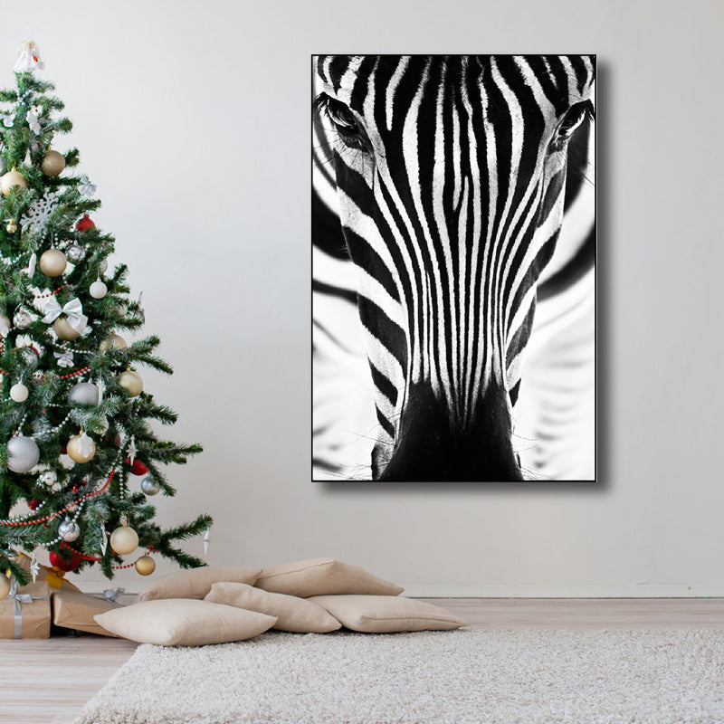 Photography Zebra Canvas Wall Art Soft Color Vintage Style Painting for Living Room
