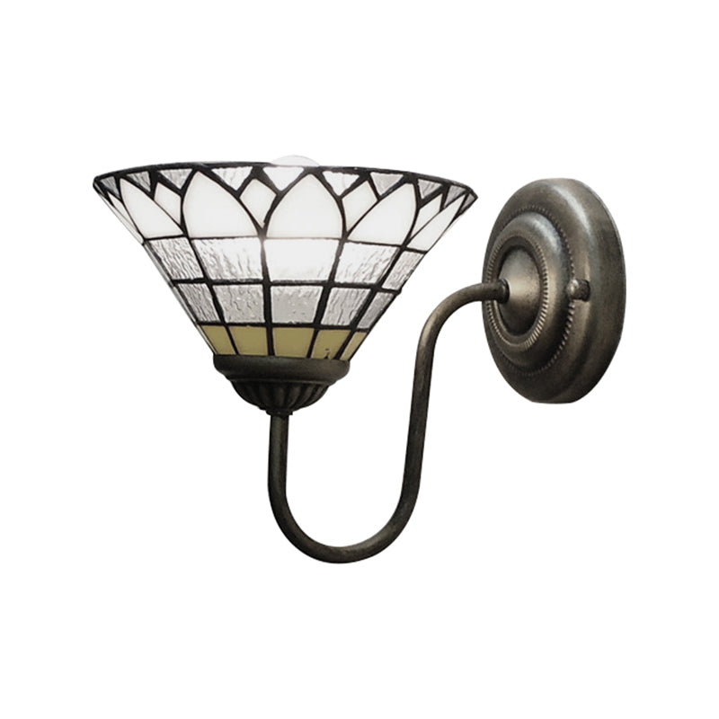 1 Head Wall Light Fixture Baroque Lotus Clear Dimple Glass Sconce Light for Hallway