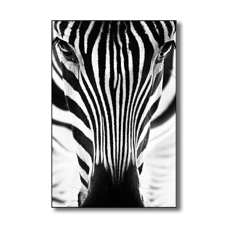 Photography Zebra Canvas Wall Art Soft Color Vintage Style Painting for Living Room