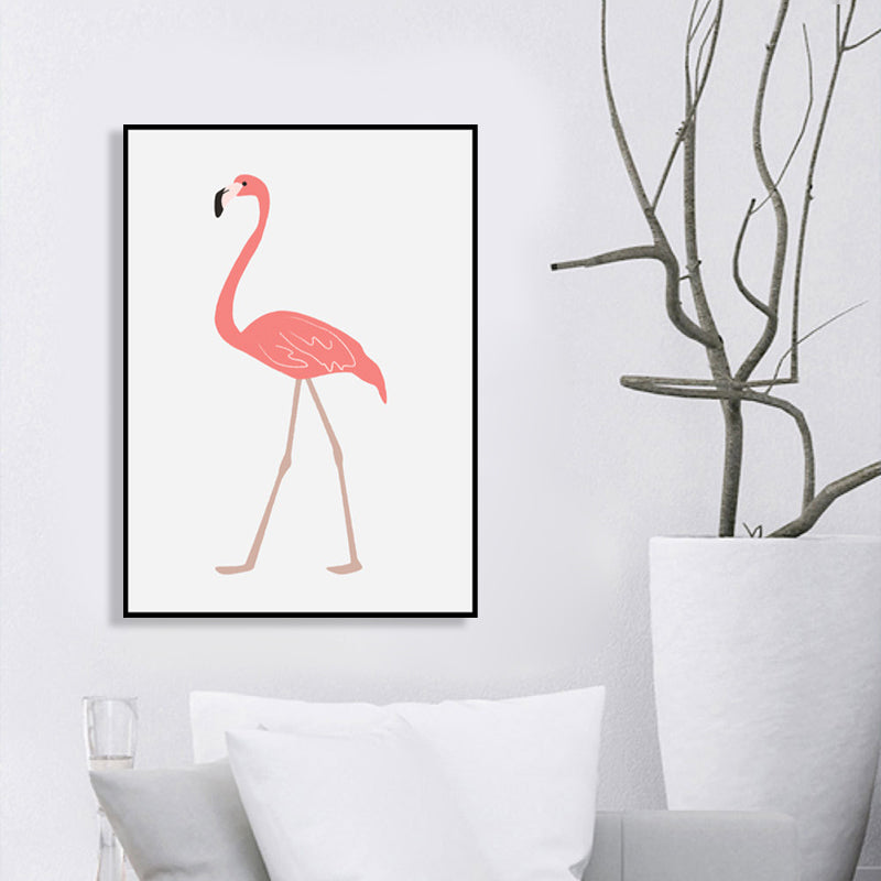 Tropical Animal Flamingo Art Print Kids Canvas Wall Decor in Pink for Girls Bedroom