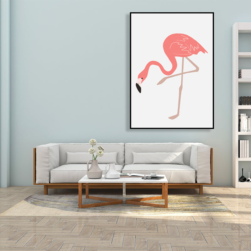 Tropical Animal Flamingo Art Print Kids Canvas Wall Decor in Pink for Girls Bedroom