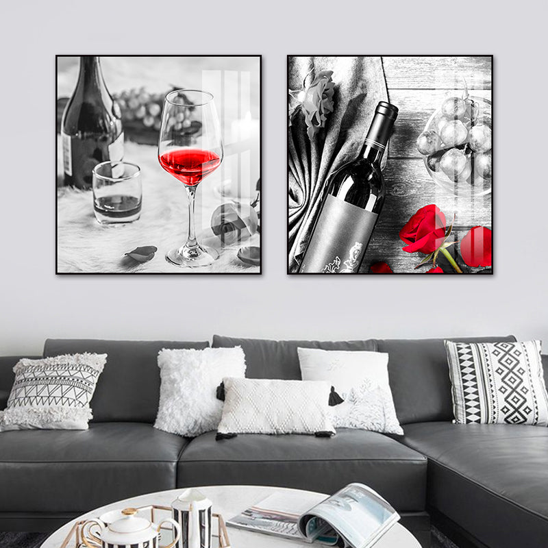 Photo Drinks Wall Art Set Bright Color Contemporary Canvas Print for Dining Room