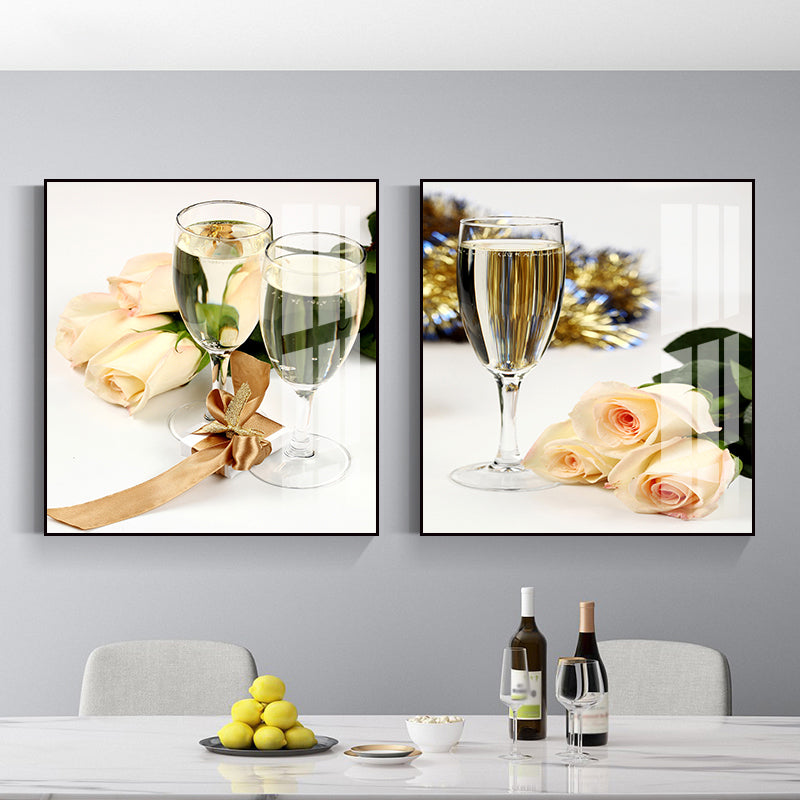 Photo Drinks Wall Art Set Bright Color Contemporary Canvas Print for Dining Room