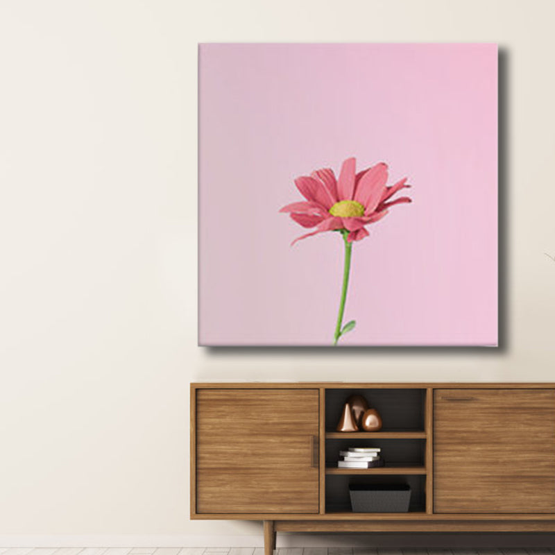 Floral Design Art Print Contemporary Style Canvas Textured Painting in Soft Color