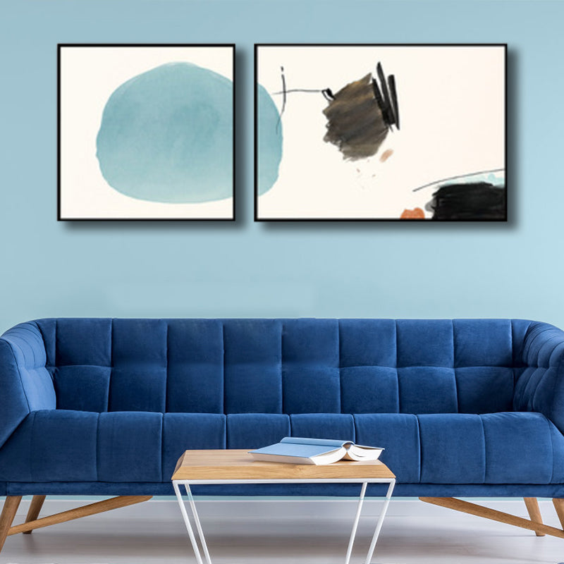 Coup de pinceau décoration murale toile d’art contemporain peinture multi-pièces en couleur douce