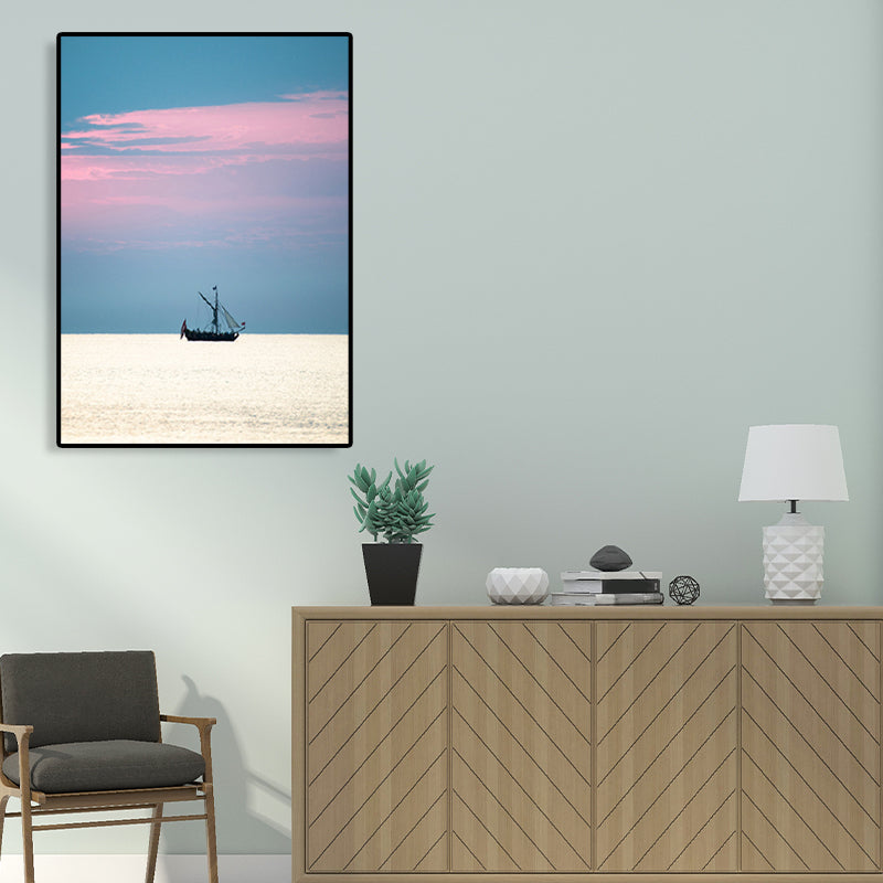 Tropical Sky and Sea Canvas Pastel Color Textured Painting for Playroom, Multiple Sizes