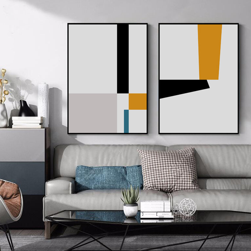 Illustration Geometric Art Print Textured Minimalism Living Room Canvas in Light Color
