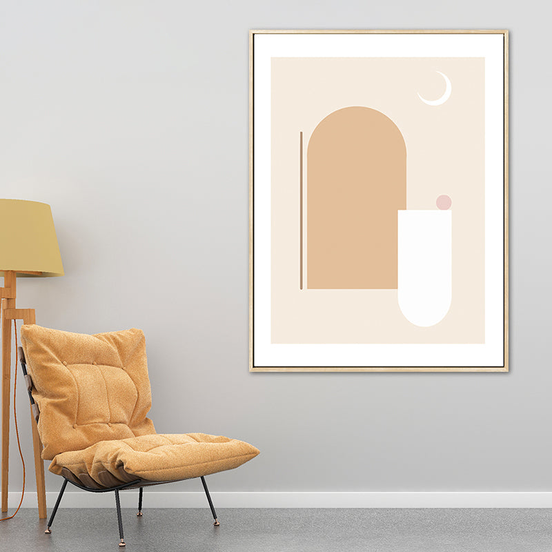 Nordic Geometric Wall Decor Canvas Textured Pastel Color Art Print for Family Room