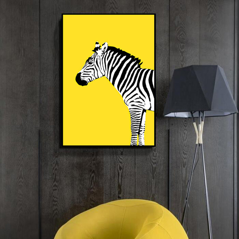 Black and Yellow Zebra Canvas Animal Kids Textured Wall Art Print for Living Room