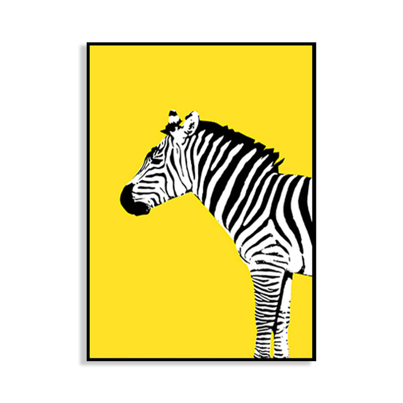 Black and Yellow Zebra Canvas Animal Kids Textured Wall Art Print for Living Room