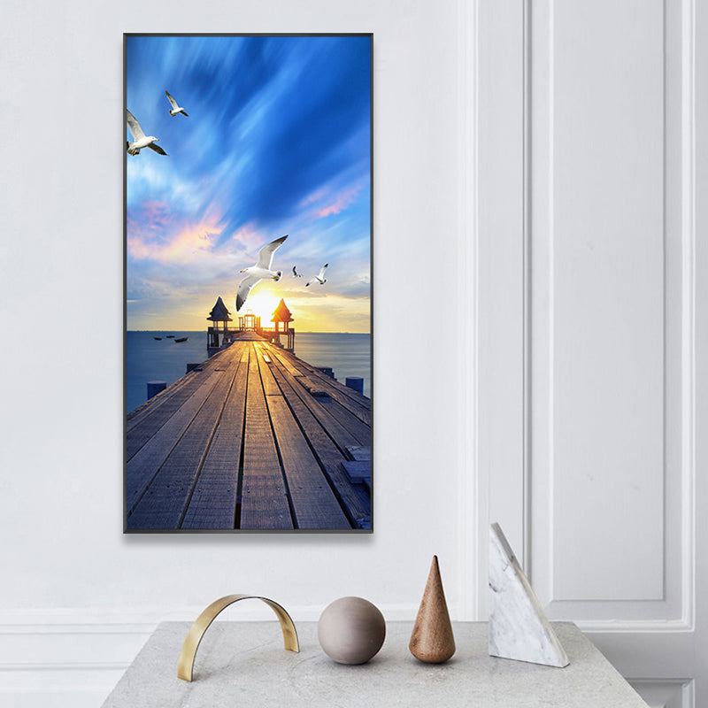 Toile enveloppée d’impression d’art contemporain de couleur douce avec vue sur la mer pour la cuisine, plusieurs tailles