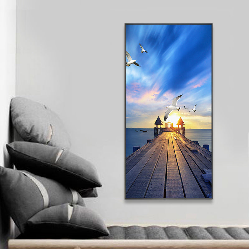 Toile enveloppée d’impression d’art contemporain de couleur douce avec vue sur la mer pour la cuisine, plusieurs tailles