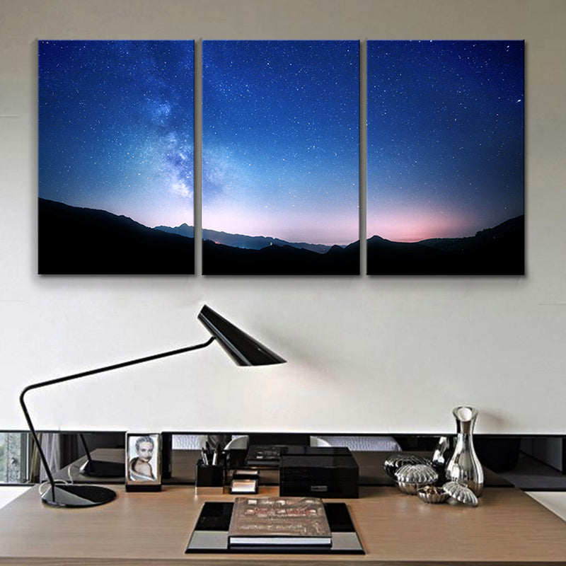 Magical Starry Night Sky Painting Light Color Modern Style Wall Decor for Dining Room
