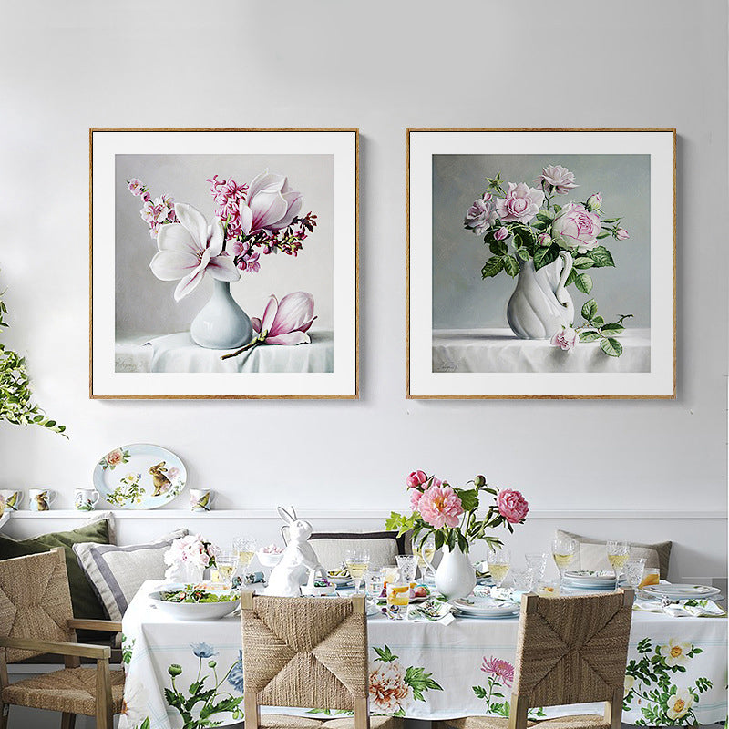 Décoration murale de chambre à coucher en toile de fleurs de style campagnard français, couleur pastel, plusieurs tailles
