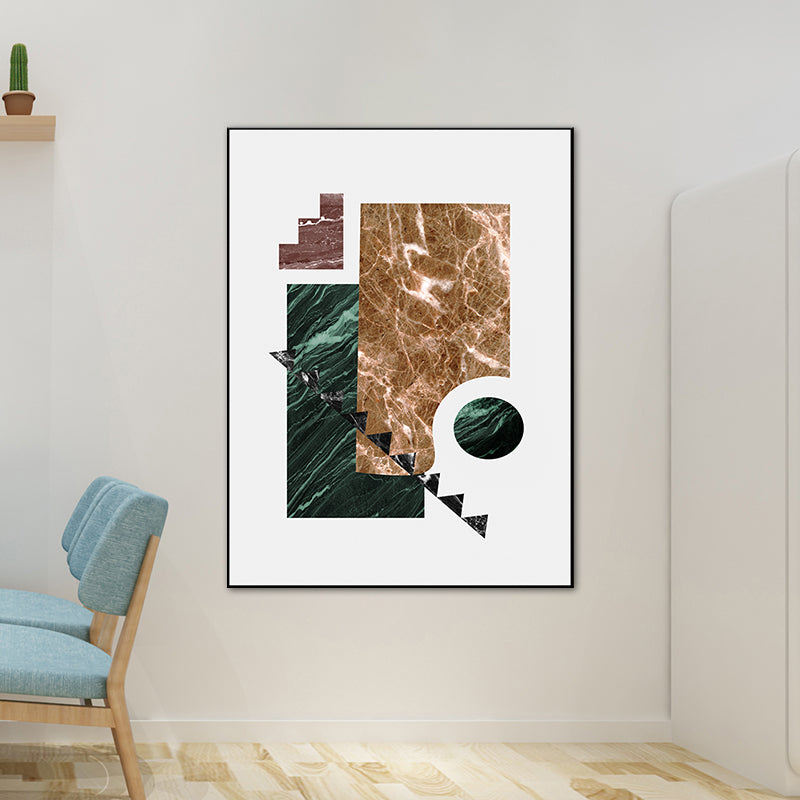 Illustration Abstract Wall Art Print Textured Nordic Dining Room Canvas in Dark Color