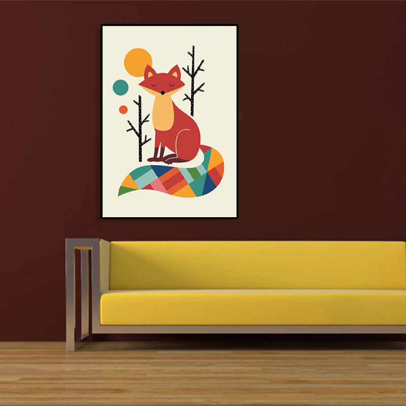 Kids Style Animal Canvas Art Pastel Color Textured Wall Decor for Childrens Bedroom