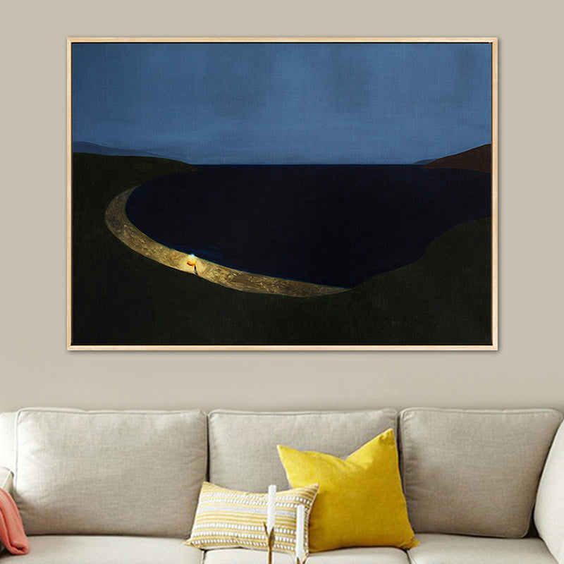 Illustration Nordic Wall Art Decor with Abstract Scenery in Soft Color for Boys Bedroom