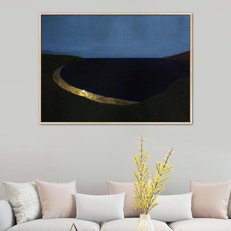 Décoration murale nordique avec paysage abstrait aux couleurs douces, illustration pour chambre de garçon