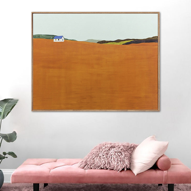 Nordic Mountain Landscape Canvas Art Pastel Color Textured Wall Decor for Bedroom