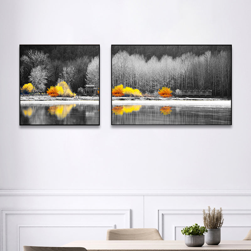 Picturesque Nature Scenery Canvas Wall Art for House Interior, Light Color, Set of 2