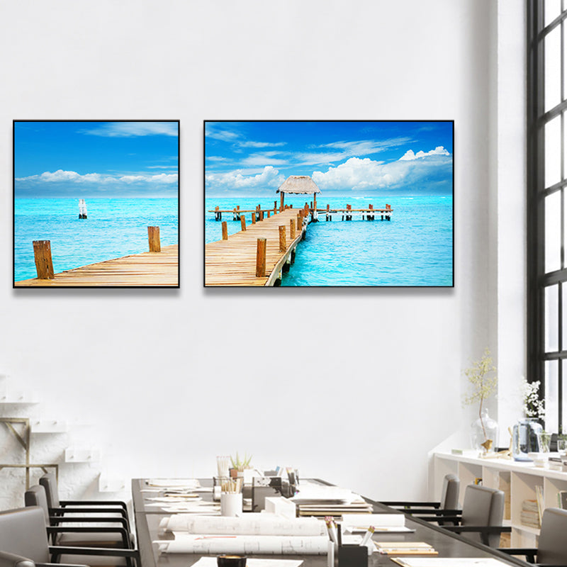 Picturesque Nature Scenery Canvas Wall Art for House Interior, Light Color, Set of 2