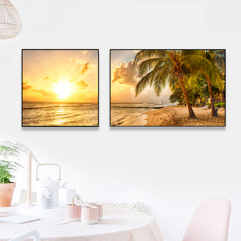 Picturesque Nature Scenery Canvas Wall Art for House Interior, Light Color, Set of 2