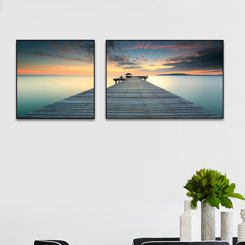 Picturesque Nature Scenery Canvas Wall Art for House Interior, Light Color, Set of 2