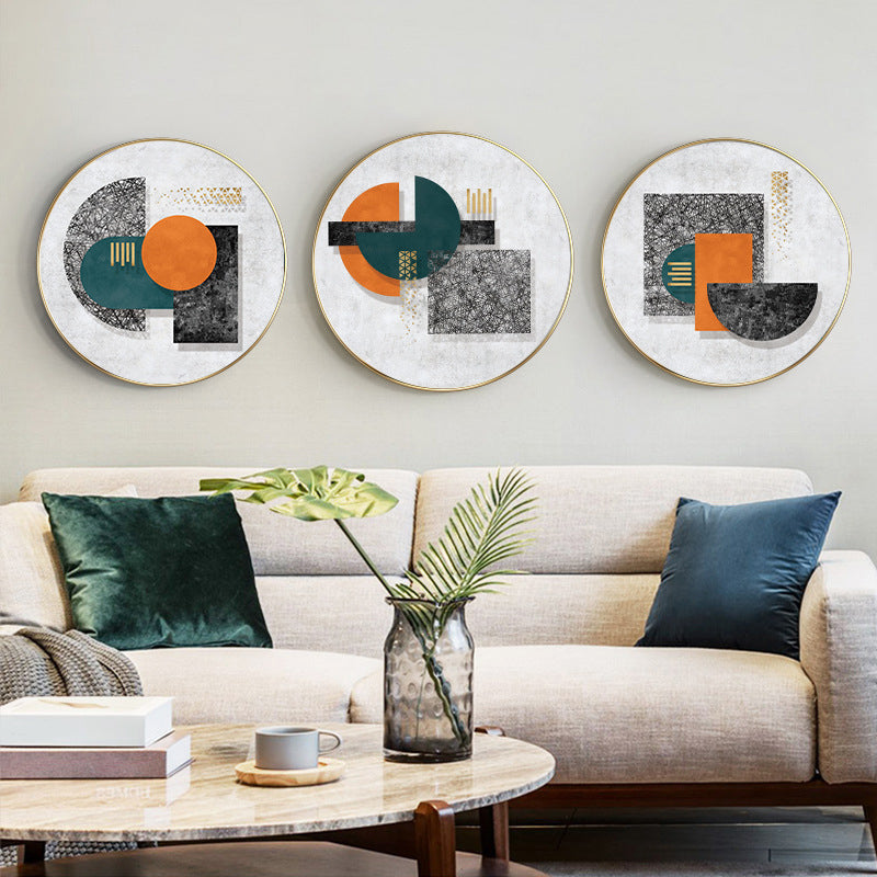 Pastel Color Geometric Canvas Print Textured Wall Art Decor for Bathroom, Multiple Sizes