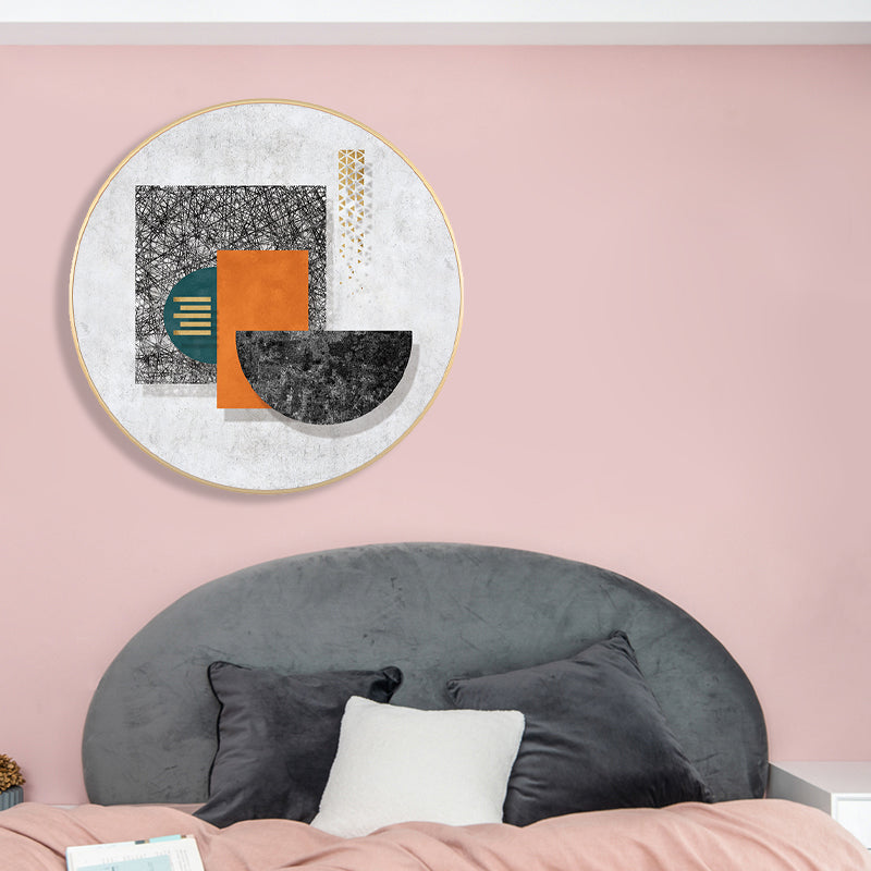 Pastel Color Geometric Canvas Print Textured Wall Art Decor for Bathroom, Multiple Sizes