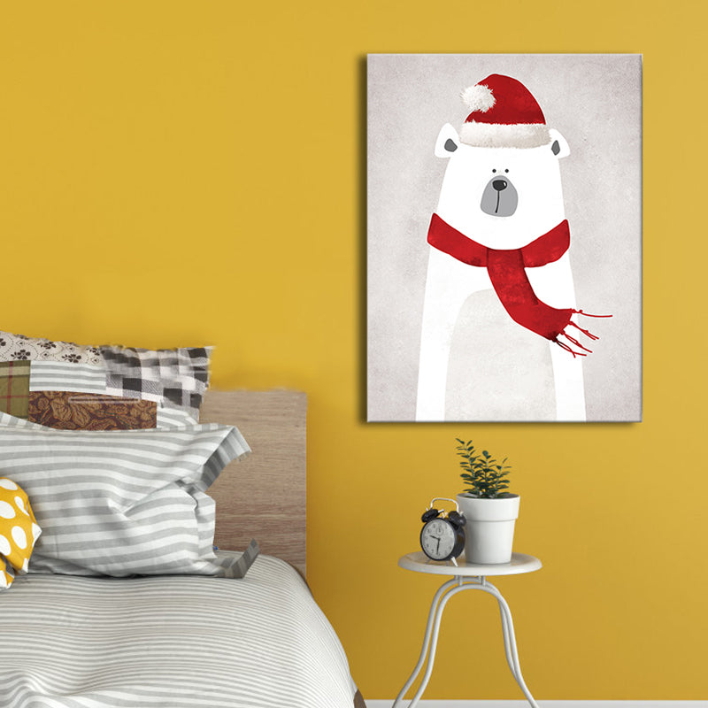 Grey Polar Bear Canvas Textured Children's Art Kids Bedroom Wall Decor, Multiple Sizes