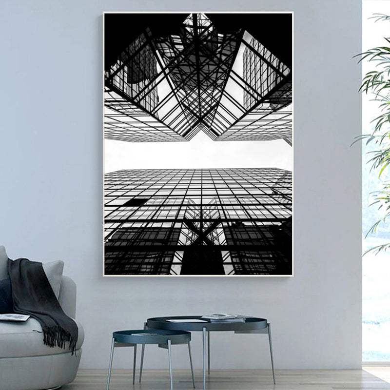 Contemporary Style Tall Building Canvas Light Color Textured Art Print for Dining Room